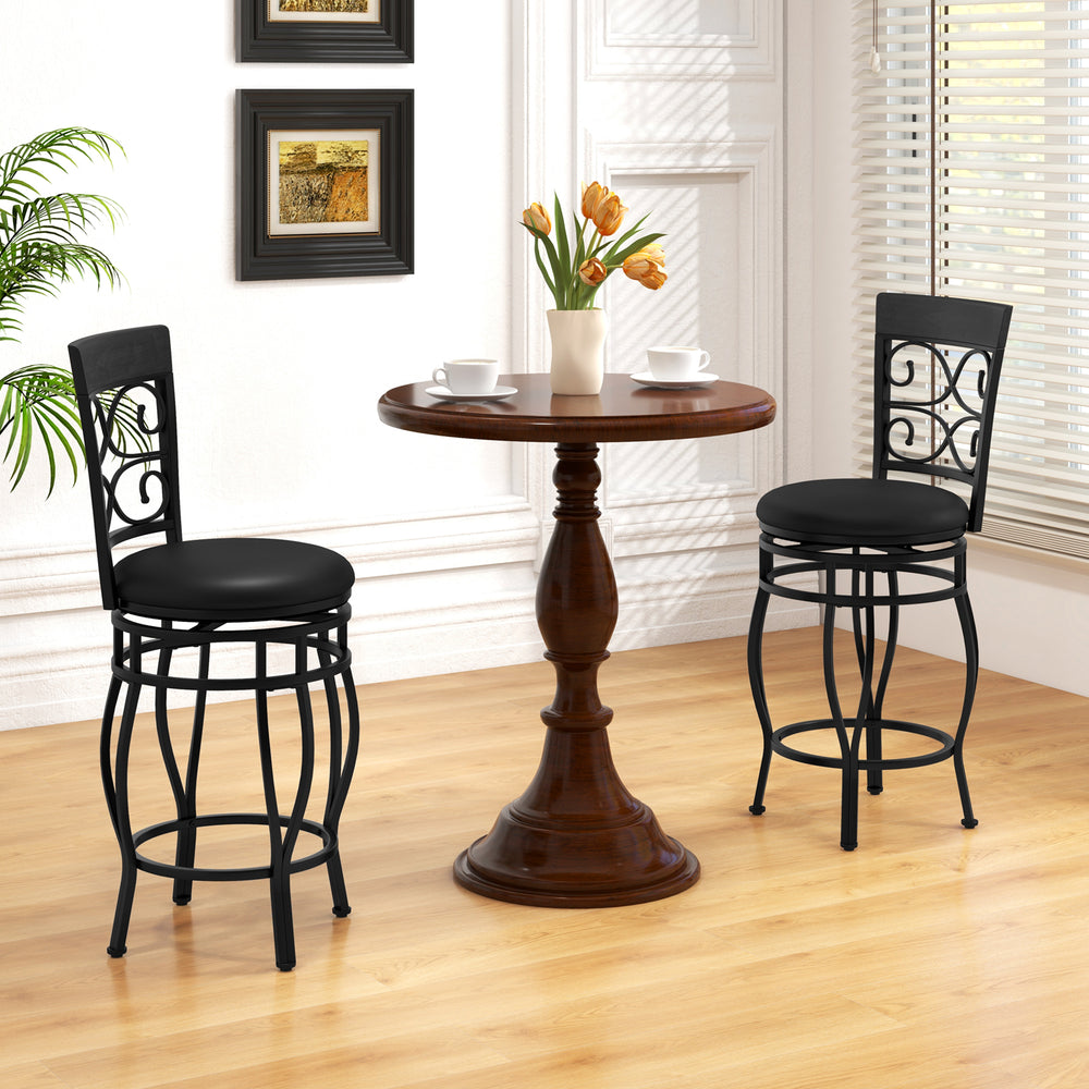 Set of 2 26 Inch Bar Stool with Backrest and Footrest-Black - Gallery View 1 of 8