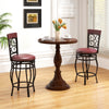 Vintage bar stool set of 2 with backrest and footrest, featuring a brown finish and 360° swivel for versatile use.