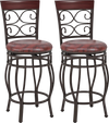 Set of 2 vintage 26-inch bar stools with backrest, footrest, and swivel feature, perfect for kitchen or bar use.
