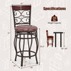 Vintage 26-inch bar stool with backrest and footrest, featuring a brown PU leather seat and heavy-duty metal frame.