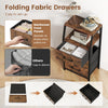 Rustic brown nightstand featuring 3 fabric drawers and 2 open shelves, perfect for storage and decoration in any room.