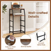 Rustic brown nightstand featuring 3 fabric drawers and 2 open shelves, designed for easy organization and stability.