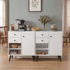 Set of 2 31" Buffet Cabinet with 2 Drawers and Open Compartments for Kitchen-White - Gallery View 1 of 8