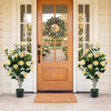Set of 2 39.5" Artificial Camellia Tree with Orange Blossoms in Cement Pot for Decoration-White - Gallery View 1 of 9