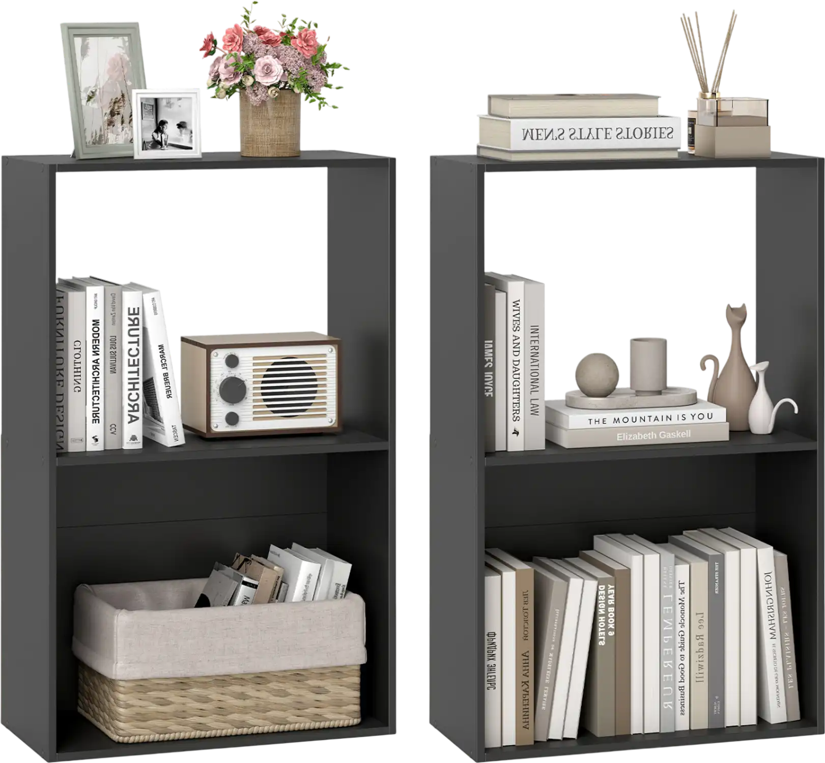 Costway Set of 2 3-Tier Bookshelf Open Storage Freestanding Display Shelf 70170341 New