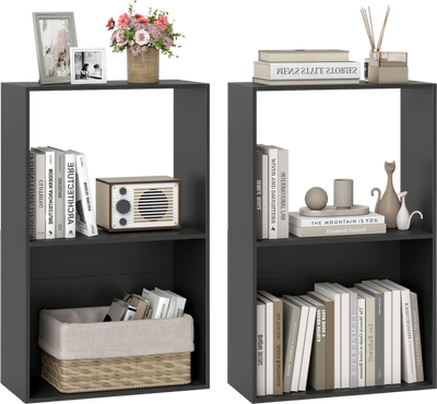 Costway Set of 2 3-Tier Bookshelf Open Storage Freestanding Display Shelf 70170341 New