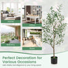 4.5 feet tall artificial olive tree in a solid pot, featuring realistic leaves and fruits, perfect for home or office.