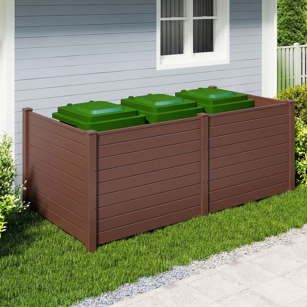 Set of 2 48 x 38 Inch Air Conditioner Fence 2 Panels with Metal Ground Stakes-Brown - Gallery View 1 of 8