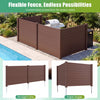 Set of 2 brown air conditioner fence panels with metal ground stakes, ideal for L-shaped or straight line.
