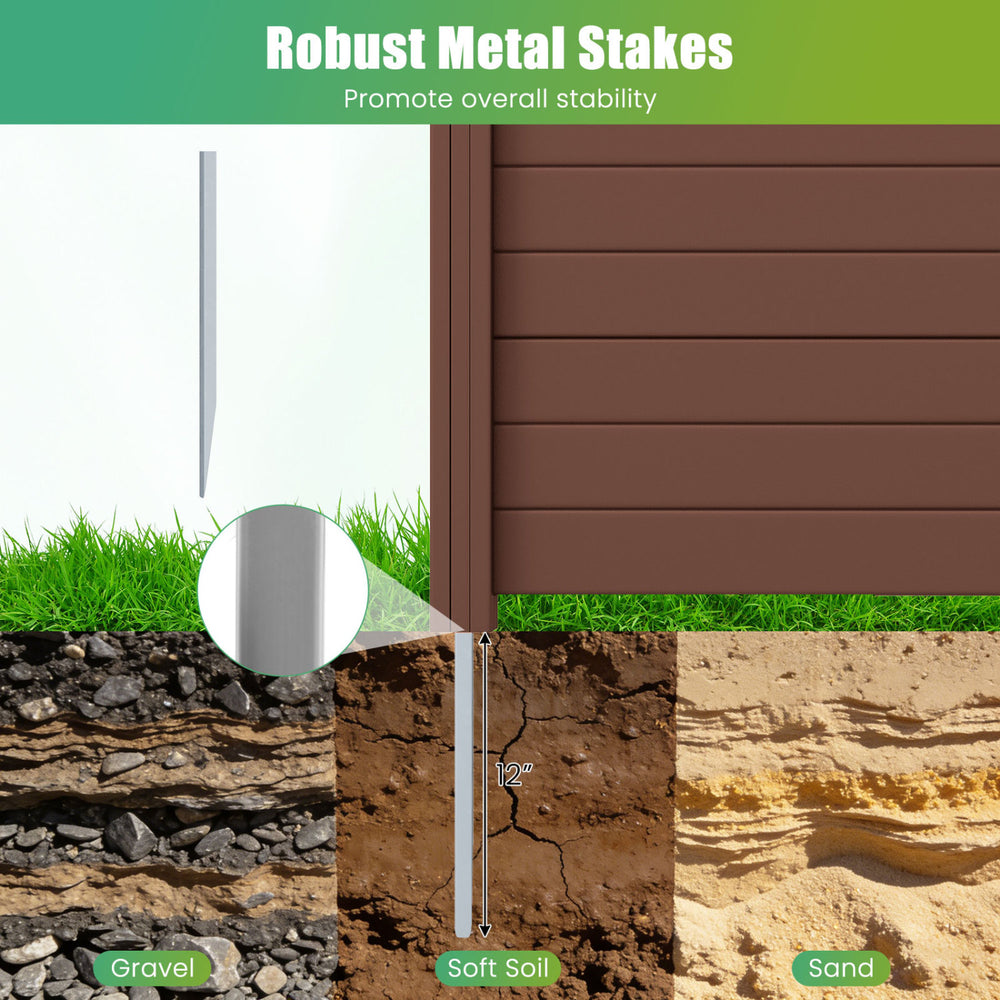 Robust metal stakes for 48 x 38 inch air conditioner fence, suitable for soft soil, gravel, or sand for enhanced.
