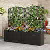 Set of 2 raised garden beds with trellis, crafted from PE rattan, ideal for flowers and climbing plants in outdoor.