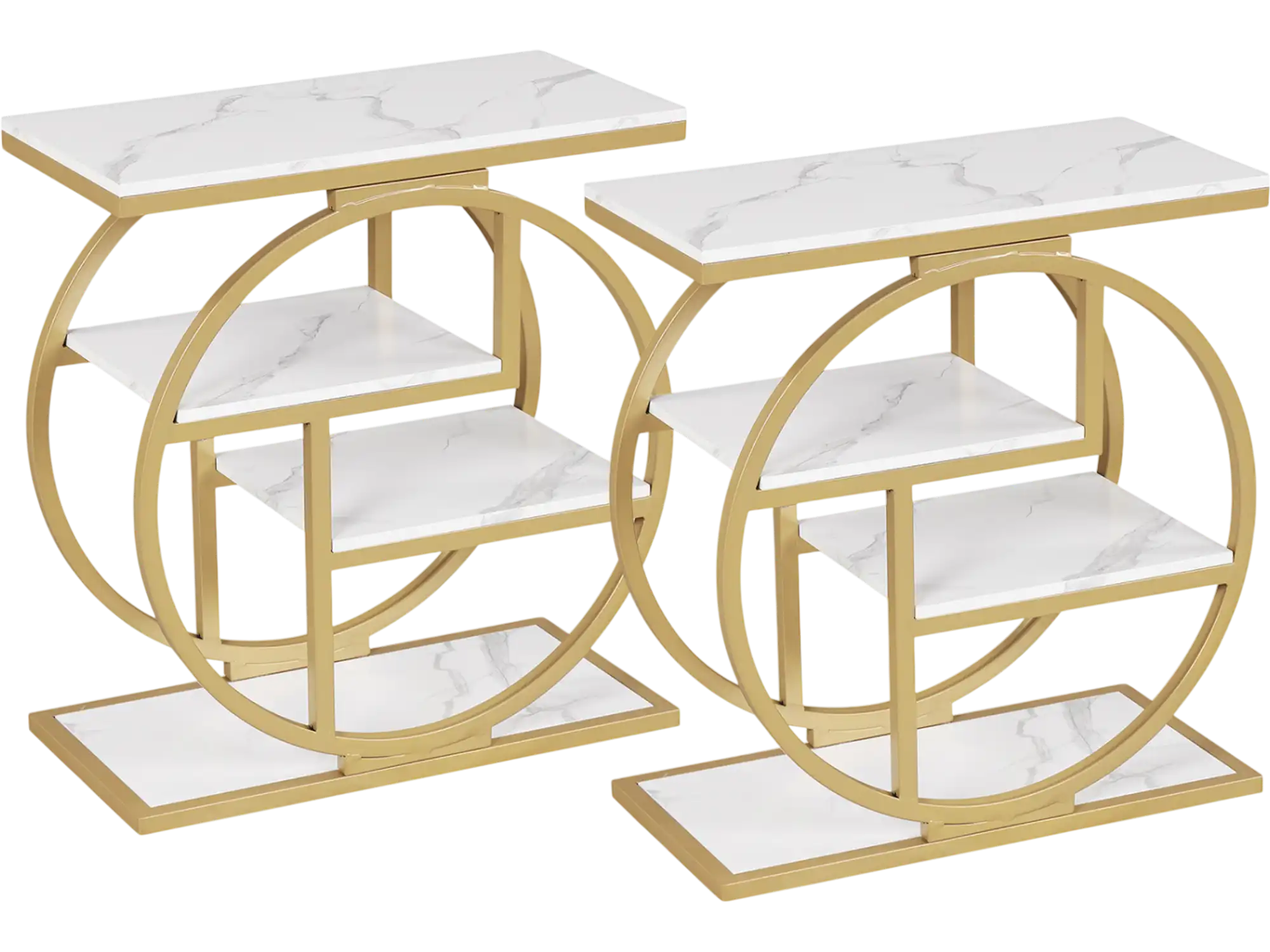 Costway Set of 2 4-Tier Narrow End Tables w/ Storage Shelves 39195436 New