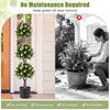 Set of 2 51" artificial topiary trees with white blossoms, perfect for maintenance-free decoration in any space.