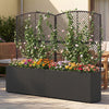Set of 2 58 Inch Raised Garden Bed with Trellis and Wicker Planter Box-Black - Gallery View 1 of 9