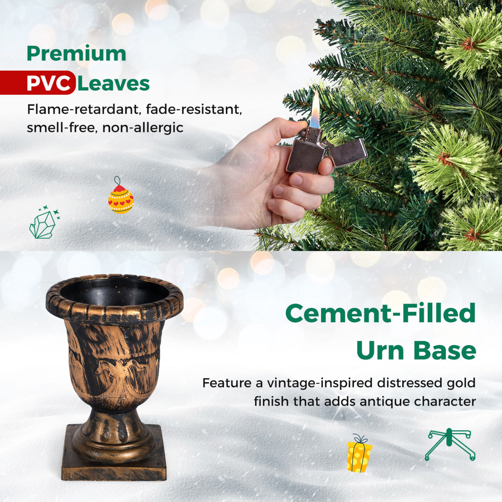 Set of 2 5 Feet LED Christmas Tree with Red Berries Pine Cones and 260 Branch Tips - Gallery View 4 of 8