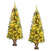Set of 2 5 Feet LED Christmas Tree with Red Berries Pine Cones and 260 Branch Tips - Gallery View 2 of 8