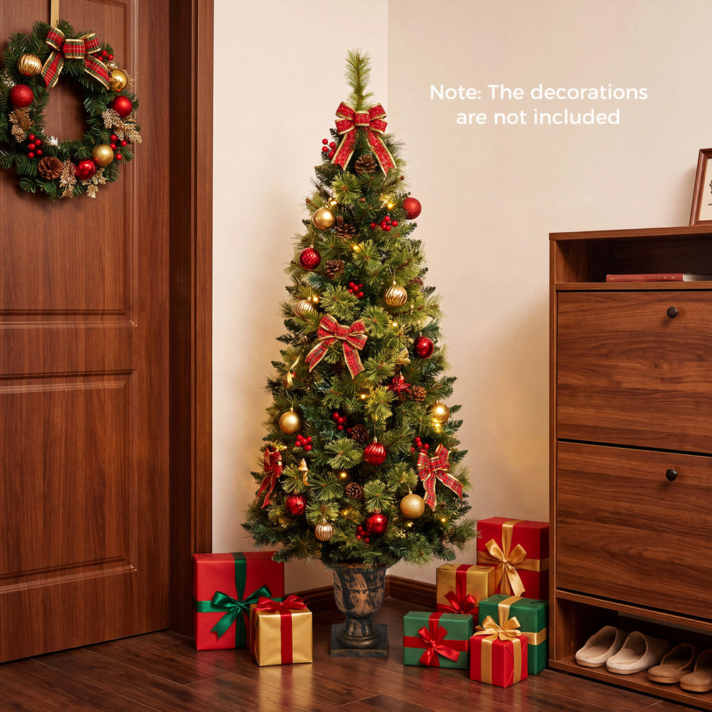 Set of 2 5 Feet LED Christmas Tree with Red Berries Pine Cones and 260 Branch Tips - Gallery View 6 of 8
