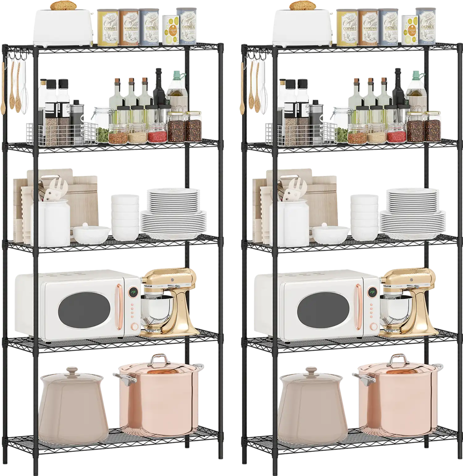 Costway Set of 2 5-Tier Metal Storage Shelving Units V-Shaped Wire Rack 1250 lbs 52742645 New