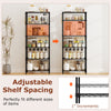 Set of 2 black 6-tier metal storage shelving units with adjustable shelves, ideal for organizing kitchens and garages.