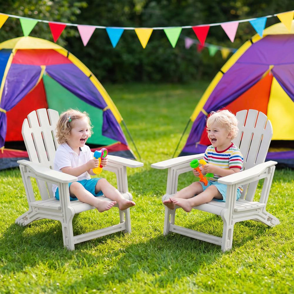 Set of 2 All-Weather Outdoor Kids Patio Seating with Ergonomic Design-White - Gallery View 1 of 7