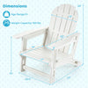 Children's white outdoor patio chair with ergonomic design, HDPE material, and wide armrests for comfortable seating.