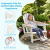 Ergonomic white kids patio chair set featuring wide armrests, curved backrest, and built-in footrest for outdoor comfort.