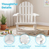 White ergonomic outdoor kids patio chair featuring a spacious seat, reinforced back support bars, and smooth edges.