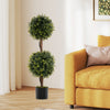 Artificial double topiary ball trees with vivid leaves and a solid birch trunk, perfect for home or office decor.