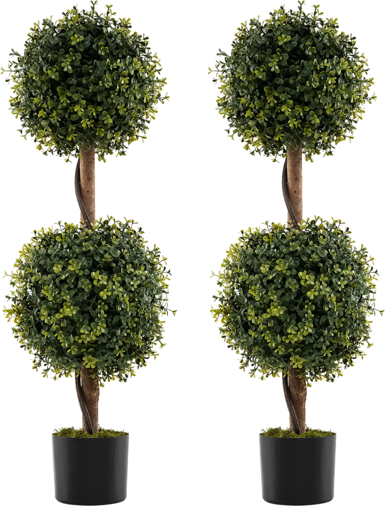 Costway Set of 2 Artificial Double Topiary Ball Trees Faux Plants 592487163 New