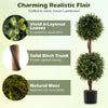 Artificial double topiary ball trees with vivid 6-layered leaves and solid birch trunk, perfect for home decoration.