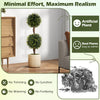 Artificial double topiary ball trees with vivid leaves and a cement-filled pot, perfect for home and office decoration.