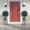 Set of 2 artificial lavender topiary ball trees in cement-filled pots, perfect for indoor or outdoor decor.