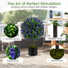 Set of 2 artificial purple rose topiary ball trees with vibrant leaves and realistic trunk for indoor and outdoor decor.