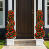Set of 2 artificial spiral topiary trees in red, made of sun-resistant PE material, perfect for outdoor decoration.