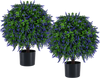 Artificial lavender topiary ball tree close-up, showcasing vivid blooms and textured leaves for a refreshing decor addition.