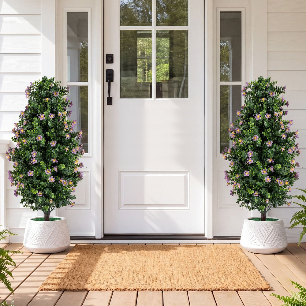 Set of 2 Artificial Topiary Trees 3 FT Fake Bushes Sun-Resistant-Purple - Gallery View 1 of 10