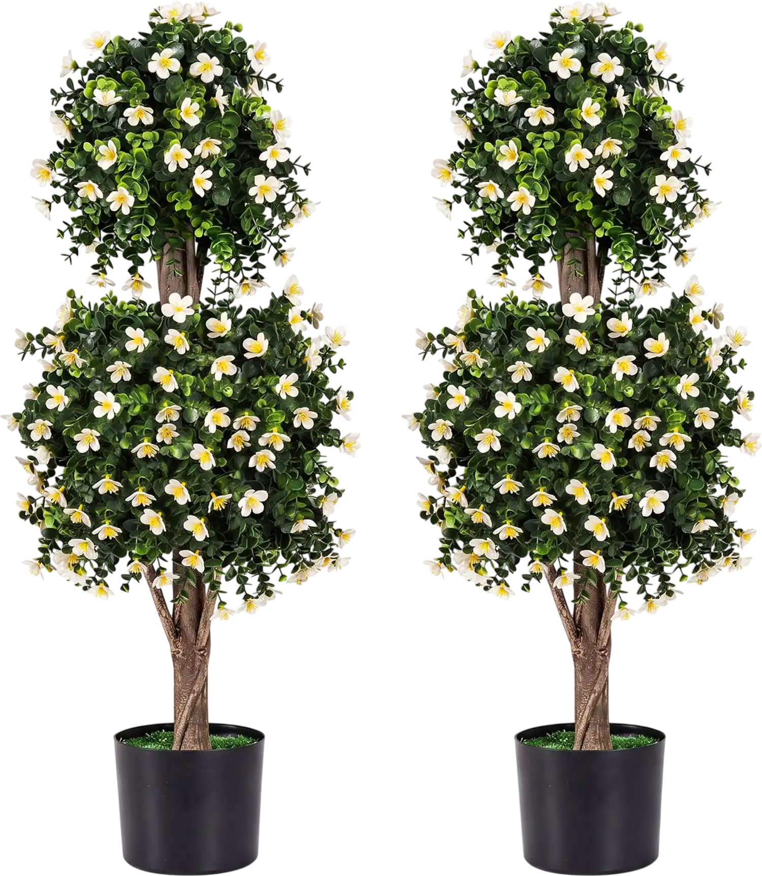 Costway Set of 2 Artificial Topiary Trees Realistic Evergreen Plant 97304370 New