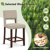 Beige bar chair with hollowed back and rubber wood legs, featuring a comfy design for cafes and home use.