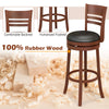 360° bar stool with PU upholstered seat, solid rubber wood construction, and comfortable backrest for kitchen or pub.