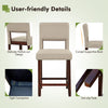 Beige bar chair set featuring a hollowed back, rubber wood legs, and anti-slip pads for stability and comfort.