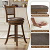 Brown swivel bar stool with ergonomic backrest and thickened seat cushion, ideal for counter height seating.