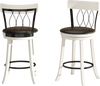 Set of 2 swivel bar stools with rubber wood frame, tufted rivets, and 360° swivel seats for modern kitchen decor.