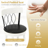 Swivel padded seat bar stool with rubber wood frame, premium PVC leather, and elegant tufted rivets for modern decor.