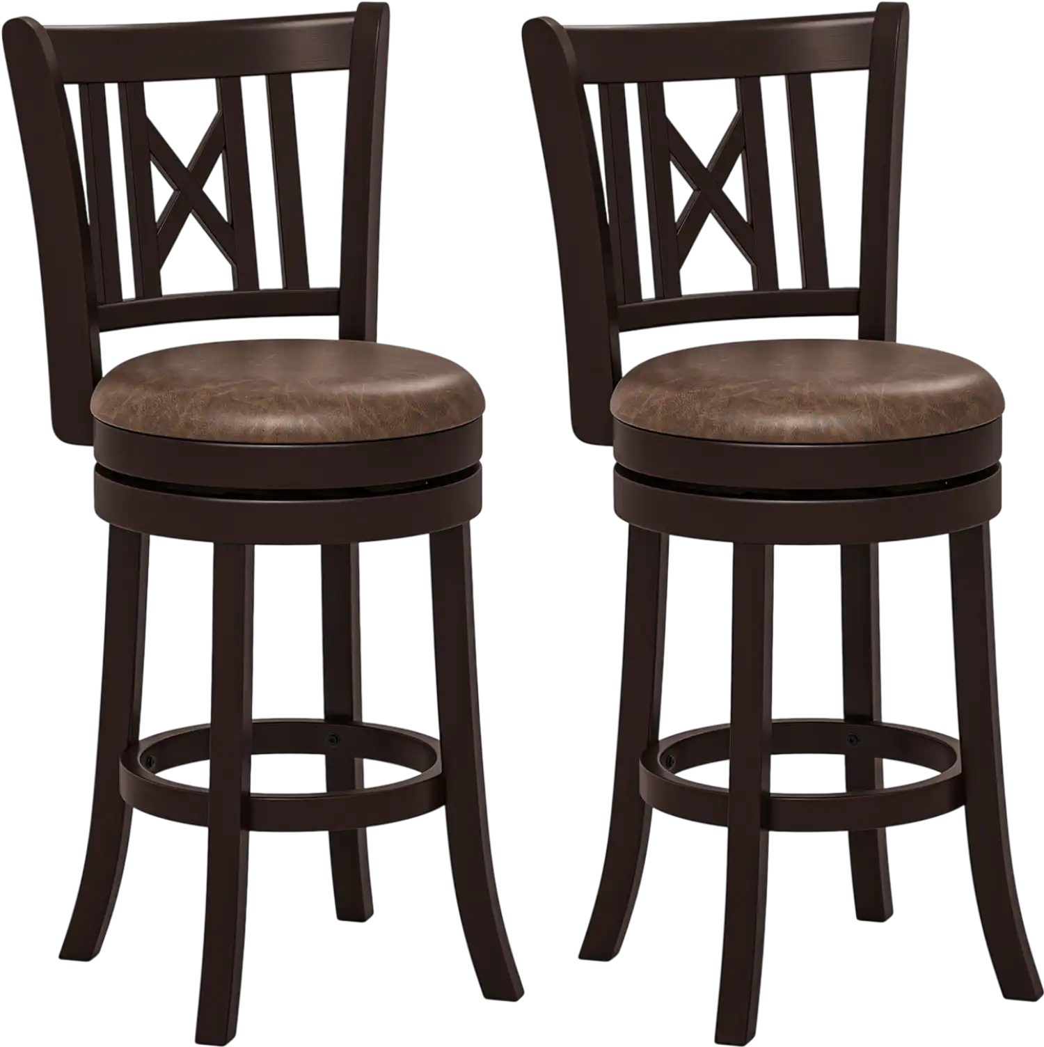 Costway Set of 2 Swivel Bar Stools Chairs w/ Footrest Hollow Backrest 638521794 New