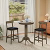 Set of 2 bar stools with rubber wood legs and footrests, upholstered in faux leather, ideal for kitchen or dining areas.