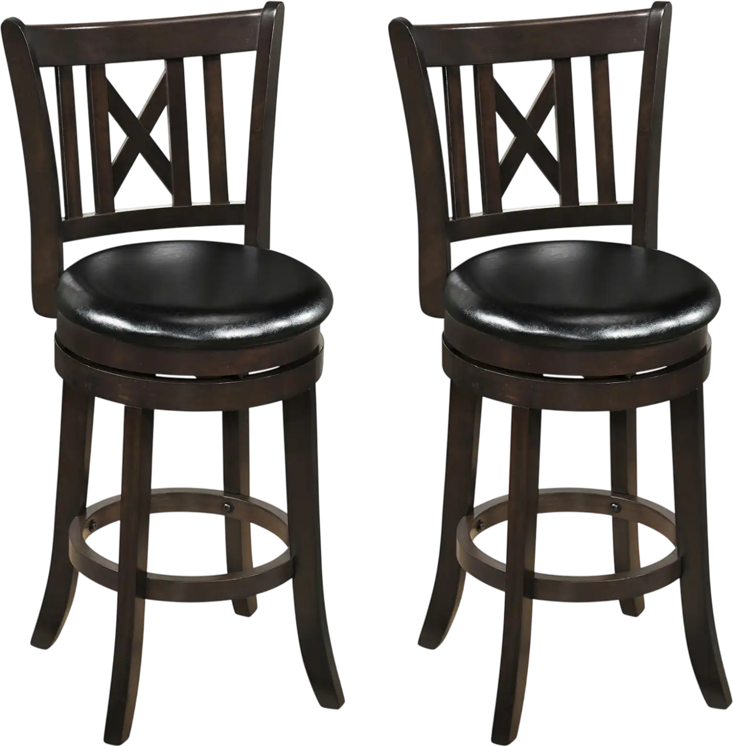 Costway Set of 2 Swivel Bar Stools Hollow Back Footrest 29262120 New