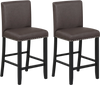 Set of 2 brown bar stools with backrest, padded seat, and non-slip pads, perfect for kitchen islands and dining areas.