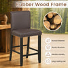 Brown bar stool set with rubber wood frame, padded seat, and backrest, ideal for kitchen islands and dining areas.