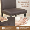 Brown bar stool with backrest, PVC leather upholstery, thick sponge padding, ideal for kitchen or dining room use.