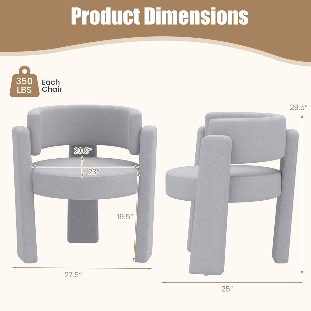 Gray upholstered armchair set with curved backrest and thick cushion, ideal for dining, office, or living room use.